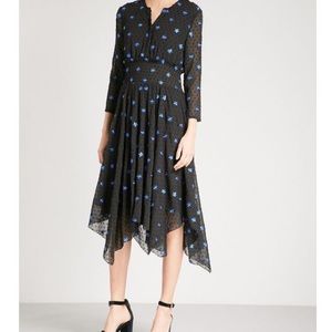 Maje EMBROIDERED DRESS SWISS-DOT CHIFFON MIDI DRESS

e18raiette
